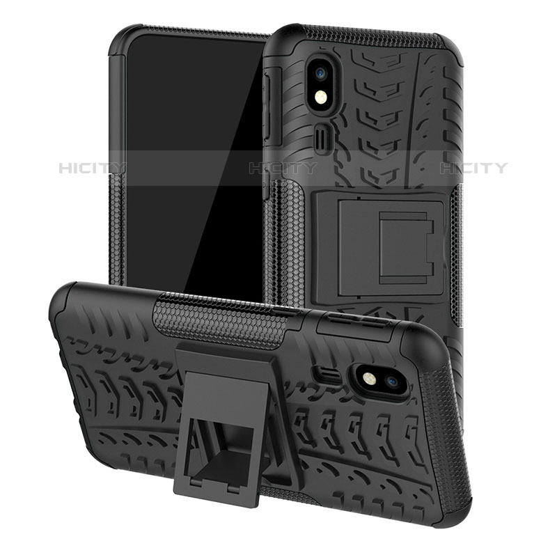 Custodia Silicone e Plastica Opaca Cover con Supporto JX1 per Samsung Galaxy A2 Core A260F A260G Nero