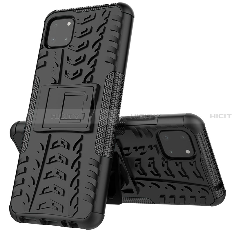 Custodia Silicone e Plastica Opaca Cover con Supporto JX1 per Samsung Galaxy A22 5G Nero