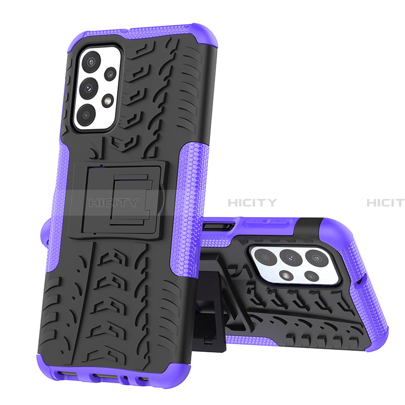 Custodia Silicone e Plastica Opaca Cover con Supporto JX1 per Samsung Galaxy A23 4G Viola