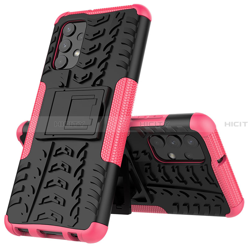 Custodia Silicone e Plastica Opaca Cover con Supporto JX1 per Samsung Galaxy A32 4G Rosa Caldo