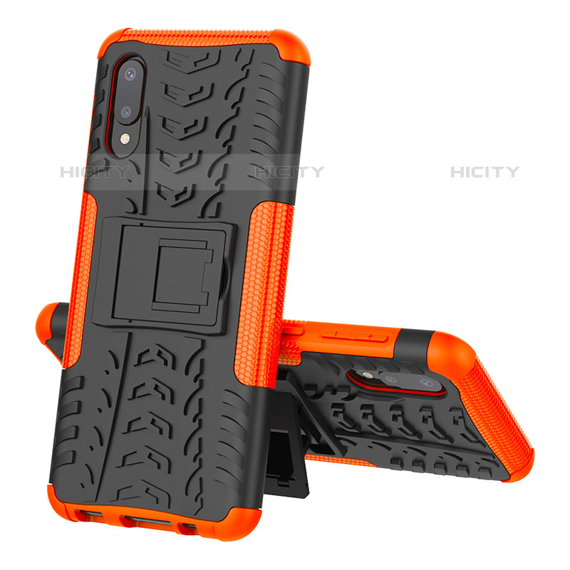 Custodia Silicone e Plastica Opaca Cover con Supporto JX1 per Samsung Galaxy M02 Arancione