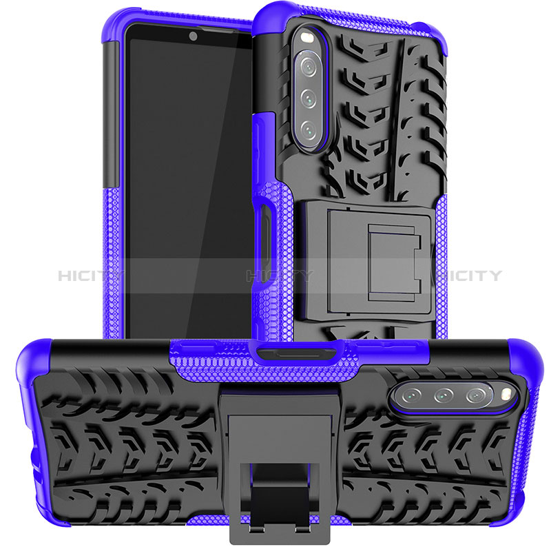 Custodia Silicone e Plastica Opaca Cover con Supporto JX1 per Sony Xperia 10 III Lite Viola
