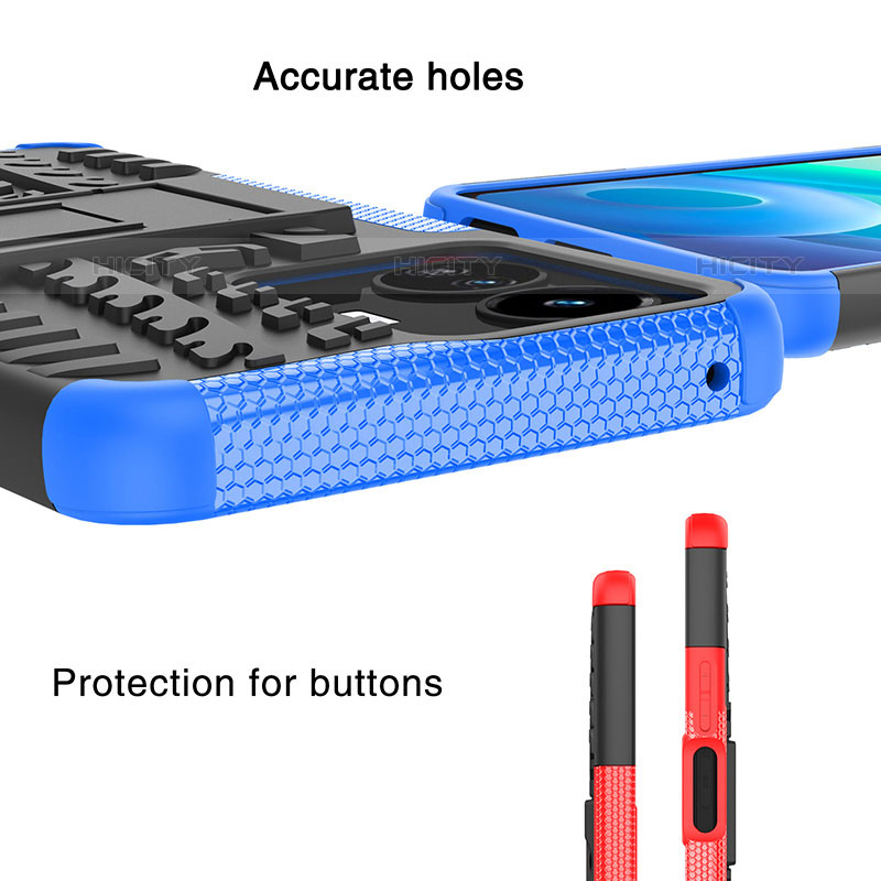 Custodia Silicone e Plastica Opaca Cover con Supporto JX1 per Vivo iQOO Z6 Lite 5G