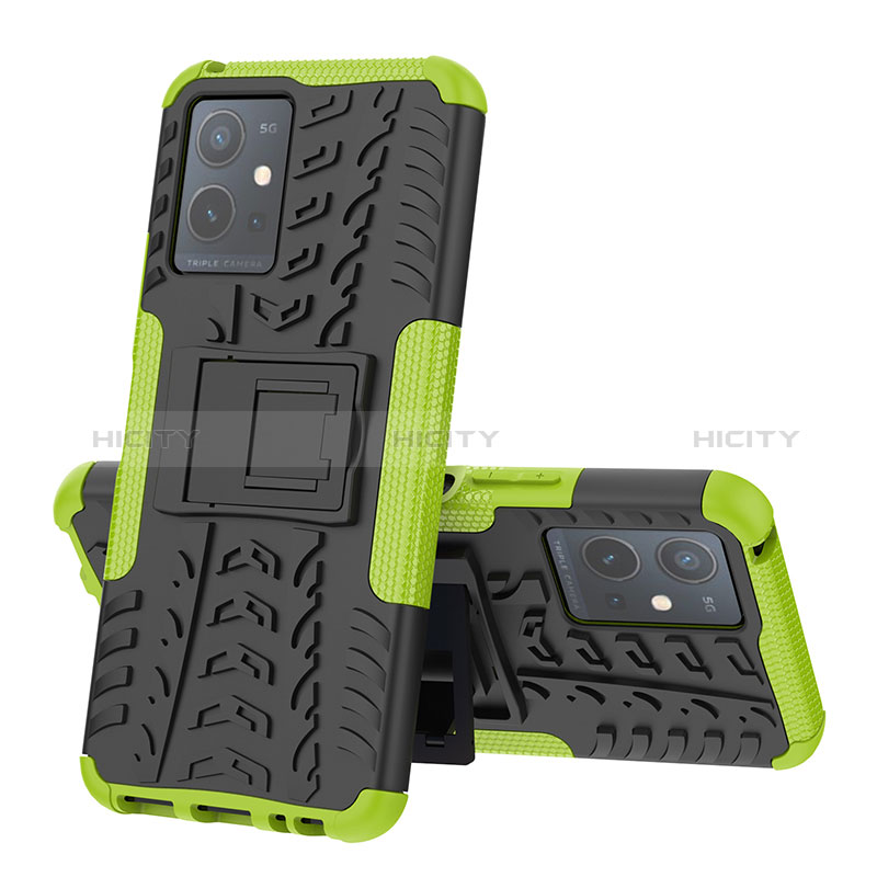 Custodia Silicone e Plastica Opaca Cover con Supporto JX1 per Vivo Y52t 5G Verde