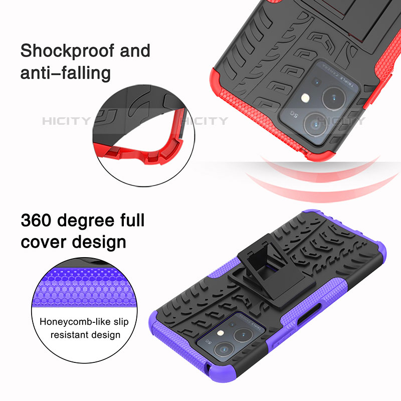 Custodia Silicone e Plastica Opaca Cover con Supporto JX1 per Vivo Y55 5G