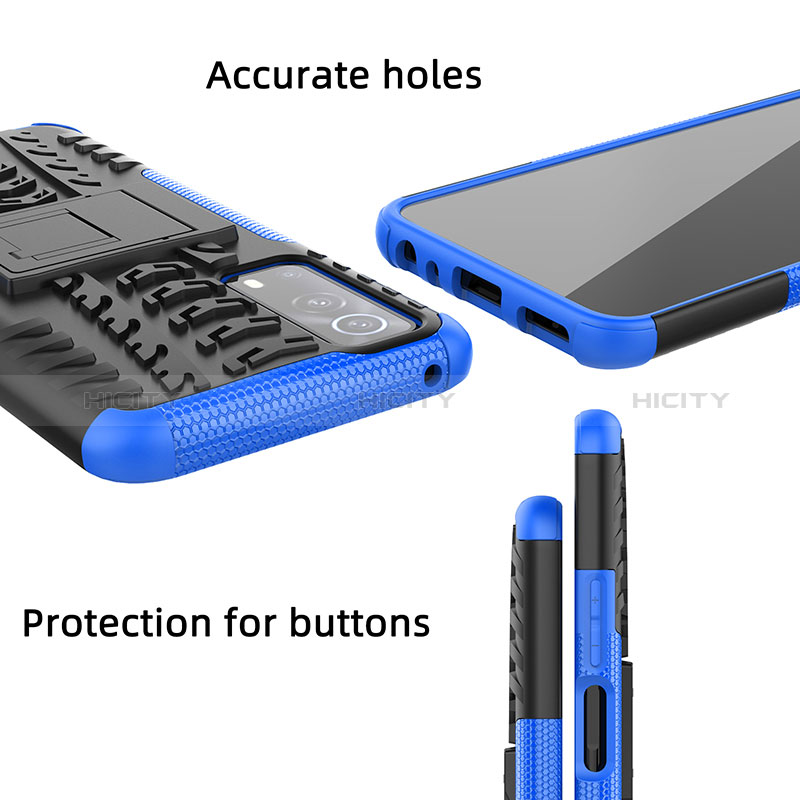 Custodia Silicone e Plastica Opaca Cover con Supporto JX1 per Vivo Y72 5G