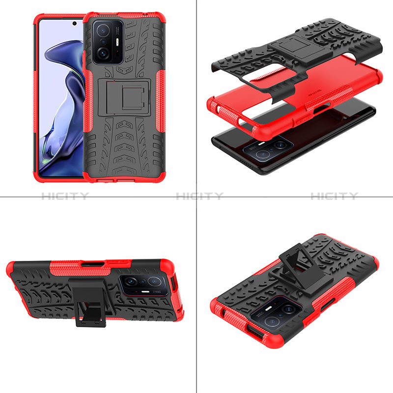 Custodia Silicone e Plastica Opaca Cover con Supporto JX1 per Xiaomi Mi 11T 5G