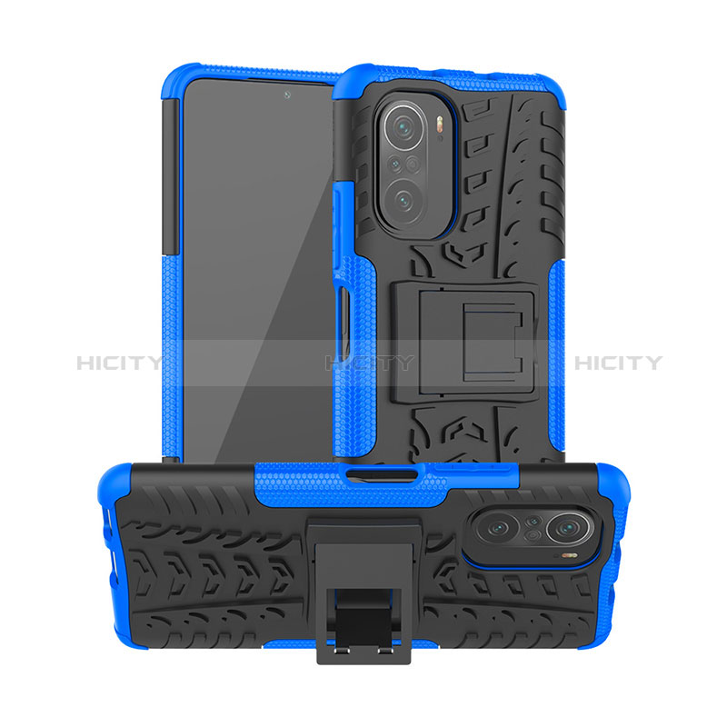 Custodia Silicone e Plastica Opaca Cover con Supporto JX1 per Xiaomi Mi 11X Pro 5G Blu