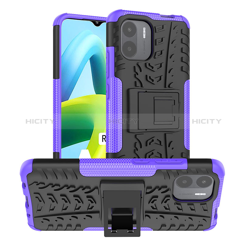 Custodia Silicone e Plastica Opaca Cover con Supporto JX1 per Xiaomi Poco C50 Viola