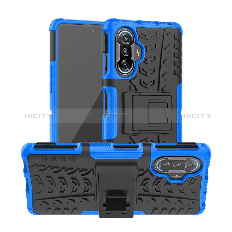 Custodia Silicone e Plastica Opaca Cover con Supporto JX1 per Xiaomi Poco F3 GT 5G Blu