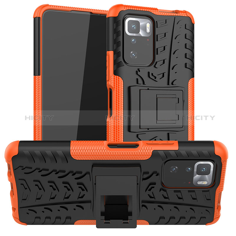 Custodia Silicone e Plastica Opaca Cover con Supporto JX1 per Xiaomi Poco X3 GT 5G Arancione