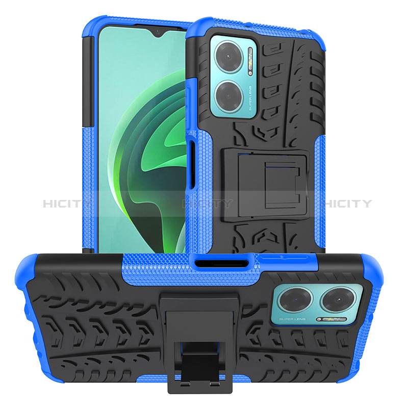 Custodia Silicone e Plastica Opaca Cover con Supporto JX1 per Xiaomi Redmi 10 5G Blu