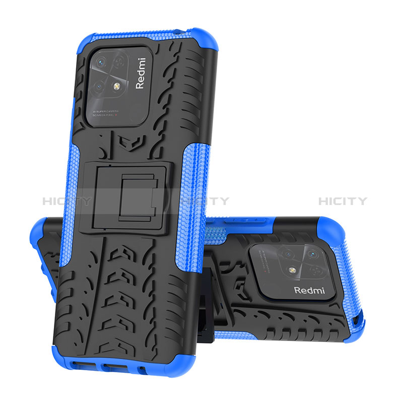 Custodia Silicone e Plastica Opaca Cover con Supporto JX1 per Xiaomi Redmi 10 Power Blu