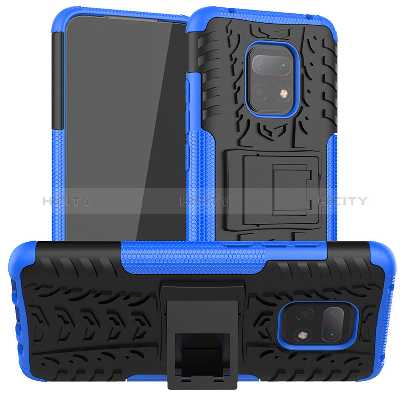 Custodia Silicone e Plastica Opaca Cover con Supporto JX1 per Xiaomi Redmi 10X 5G Blu