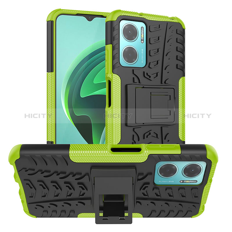 Custodia Silicone e Plastica Opaca Cover con Supporto JX1 per Xiaomi Redmi 11 Prime 5G Verde