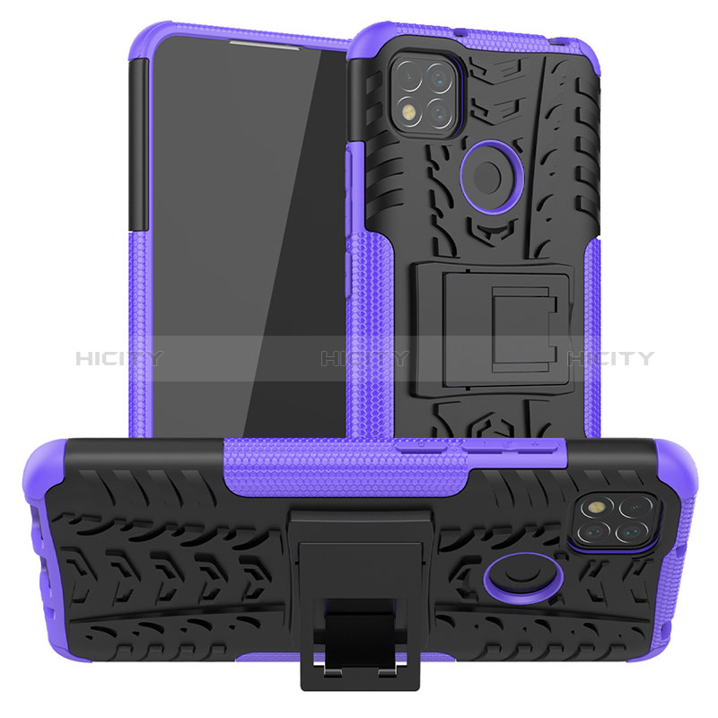 Custodia Silicone e Plastica Opaca Cover con Supporto JX1 per Xiaomi Redmi 9 Activ Viola