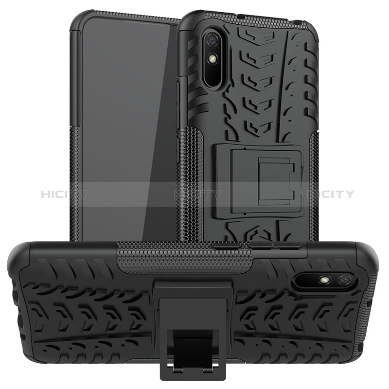 Custodia Silicone e Plastica Opaca Cover con Supporto JX1 per Xiaomi Redmi 9i Nero