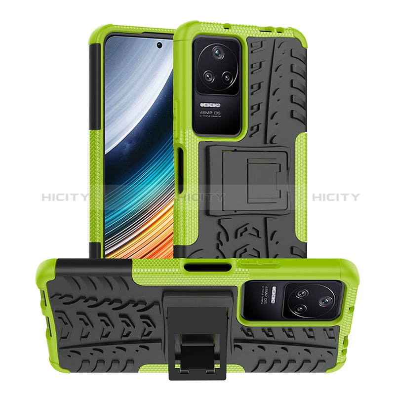 Custodia Silicone e Plastica Opaca Cover con Supporto JX1 per Xiaomi Redmi K40S 5G Verde