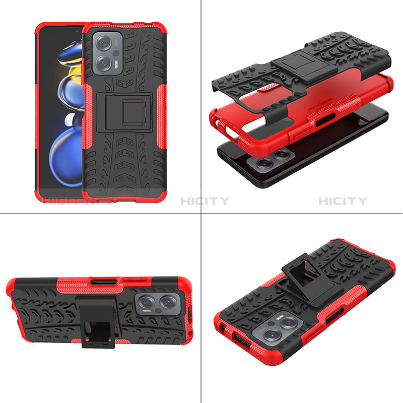 Custodia Silicone e Plastica Opaca Cover con Supporto JX1 per Xiaomi Redmi K50i 5G