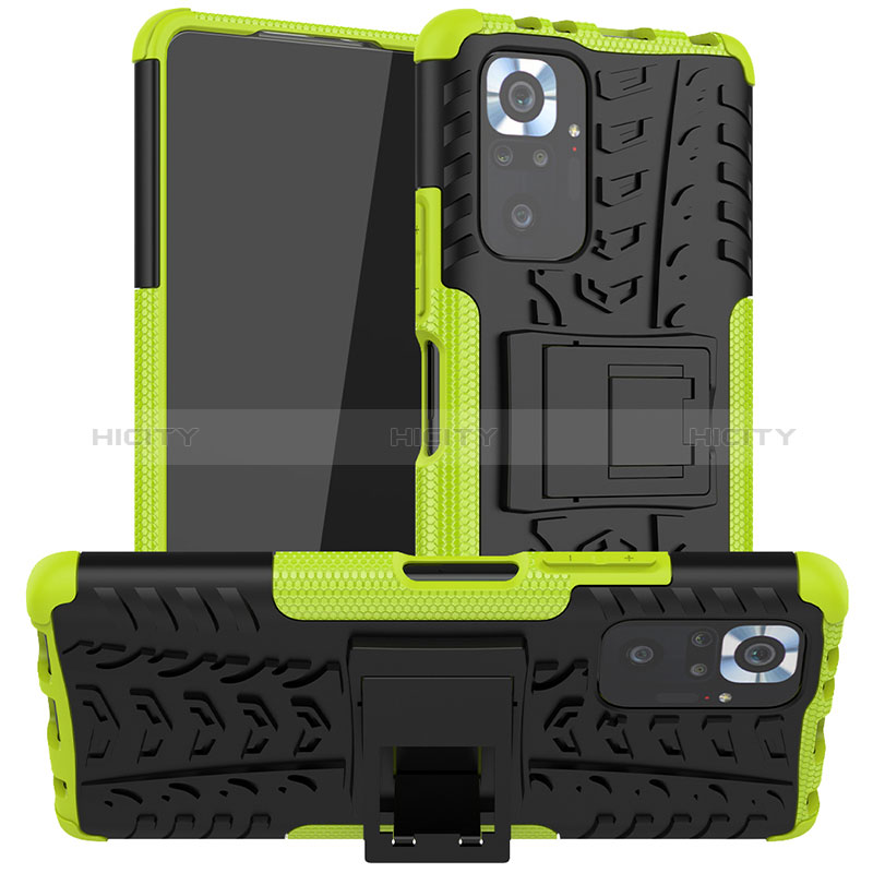 Custodia Silicone e Plastica Opaca Cover con Supporto JX1 per Xiaomi Redmi Note 10 Pro 4G Verde