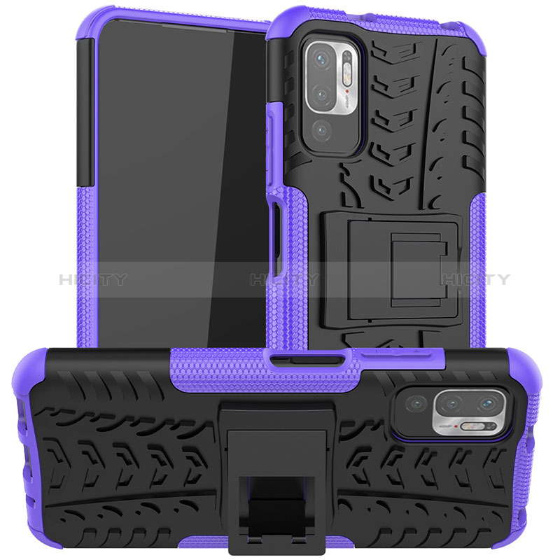 Custodia Silicone e Plastica Opaca Cover con Supporto JX1 per Xiaomi Redmi Note 10T 5G Viola