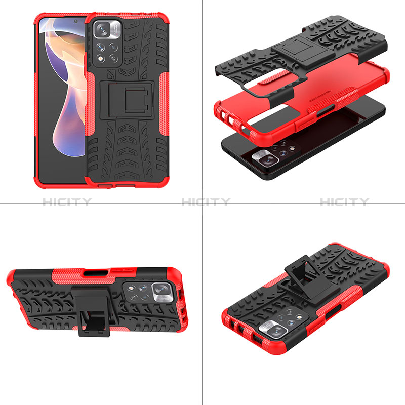 Custodia Silicone e Plastica Opaca Cover con Supporto JX1 per Xiaomi Redmi Note 11 Pro+ Plus 5G