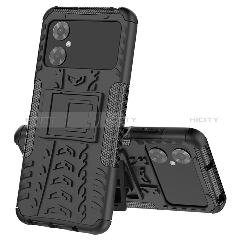 Custodia Silicone e Plastica Opaca Cover con Supporto JX1 per Xiaomi Redmi Note 11R 5G Nero