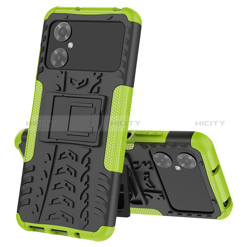 Custodia Silicone e Plastica Opaca Cover con Supporto JX1 per Xiaomi Redmi Note 11R 5G Verde