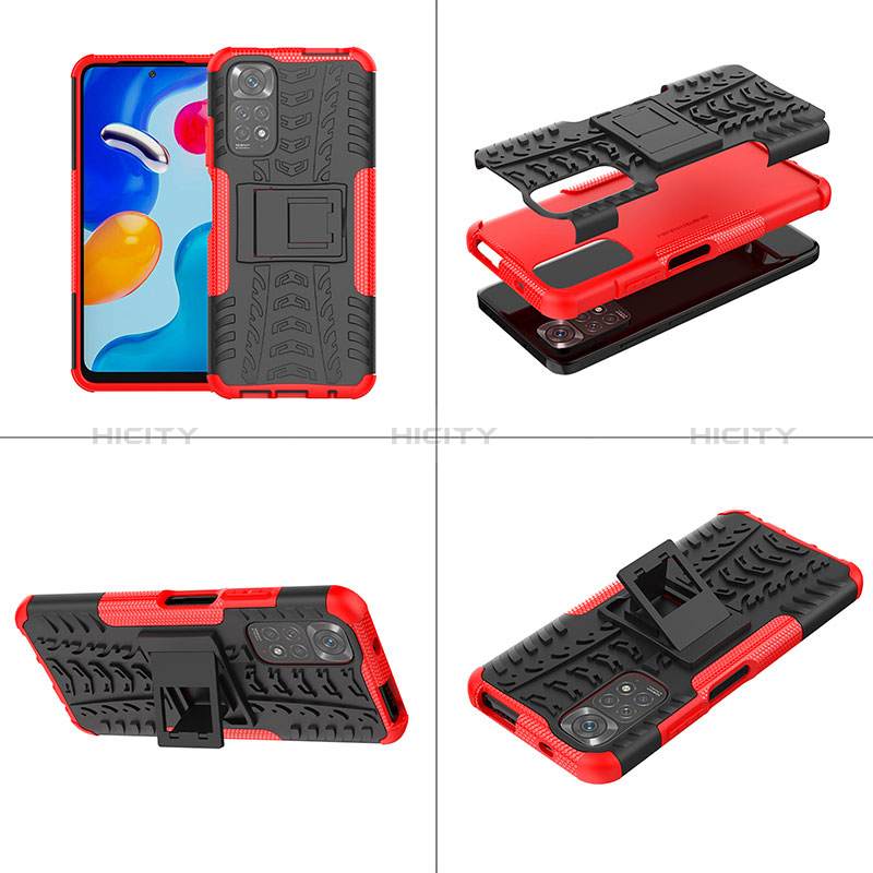 Custodia Silicone e Plastica Opaca Cover con Supporto JX1 per Xiaomi Redmi Note 11S 4G