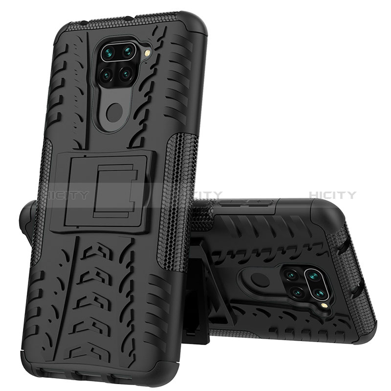 Custodia Silicone e Plastica Opaca Cover con Supporto JX1 per Xiaomi Redmi Note 9