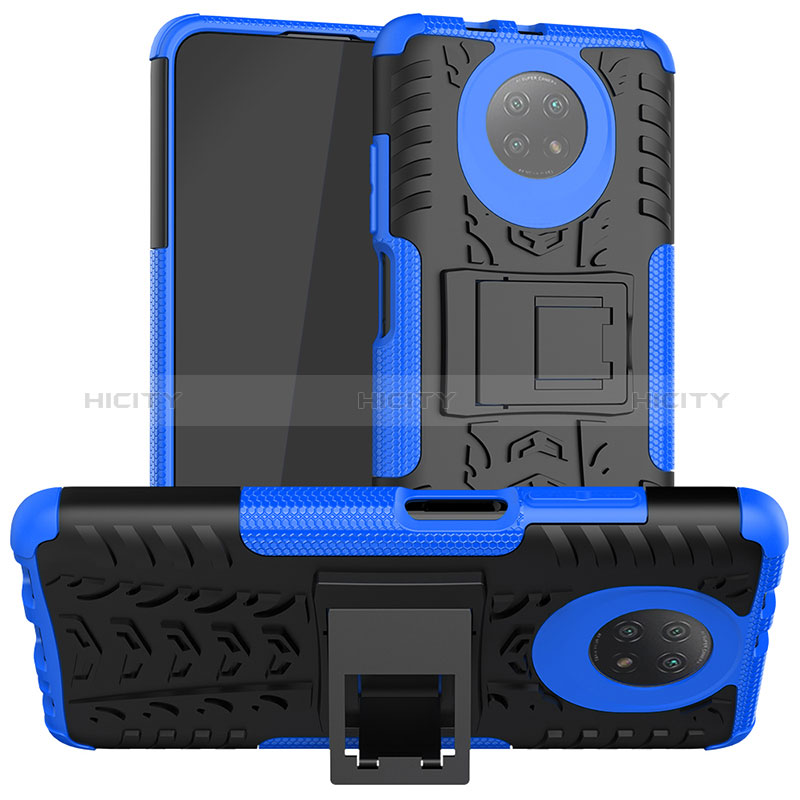 Custodia Silicone e Plastica Opaca Cover con Supporto JX1 per Xiaomi Redmi Note 9T 5G Blu