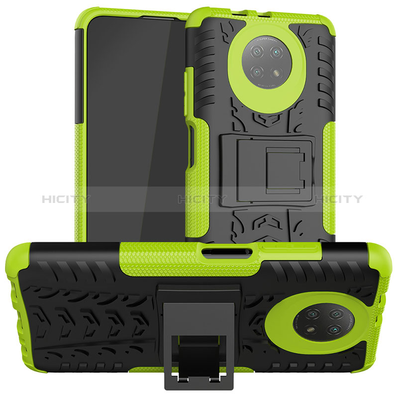 Custodia Silicone e Plastica Opaca Cover con Supporto JX1 per Xiaomi Redmi Note 9T 5G Verde