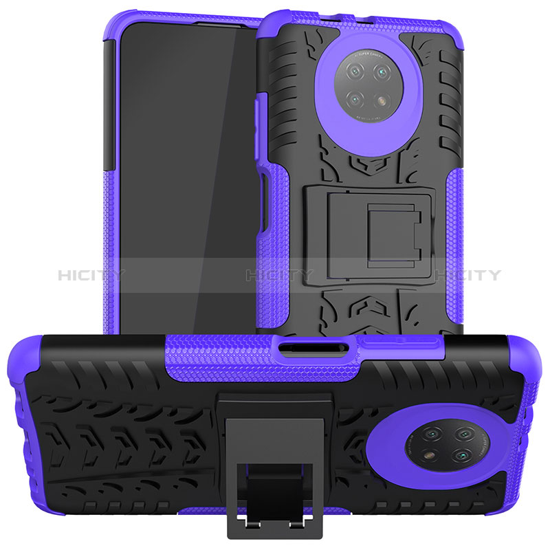 Custodia Silicone e Plastica Opaca Cover con Supporto JX1 per Xiaomi Redmi Note 9T 5G Viola
