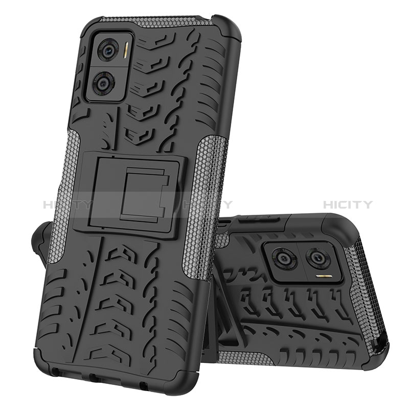 Custodia Silicone e Plastica Opaca Cover con Supporto JX2 per Motorola Moto E22 Nero