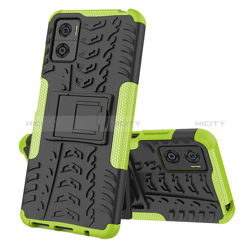 Custodia Silicone e Plastica Opaca Cover con Supporto JX2 per Motorola Moto E22 Verde