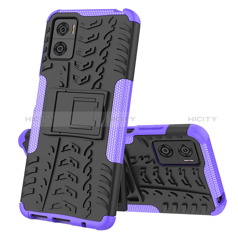 Custodia Silicone e Plastica Opaca Cover con Supporto JX2 per Motorola Moto E22 Viola