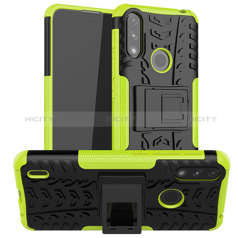 Custodia Silicone e Plastica Opaca Cover con Supporto JX2 per Motorola Moto E7 Power Verde