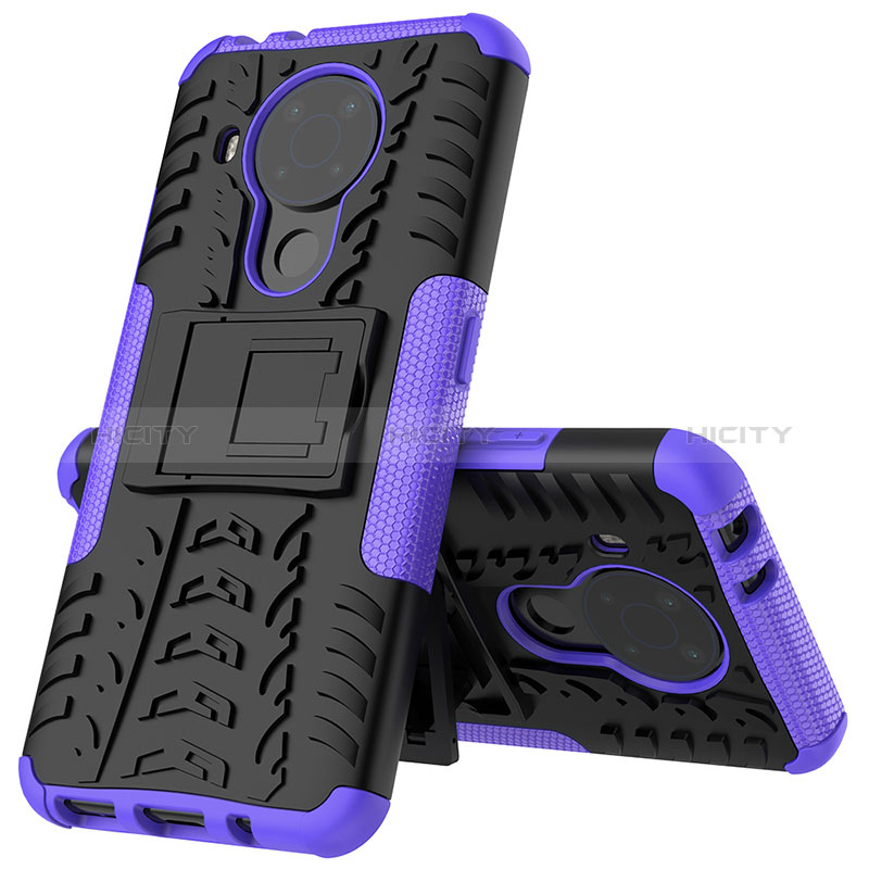 Custodia Silicone e Plastica Opaca Cover con Supporto JX2 per Nokia 5.4 Viola