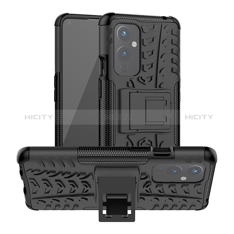 Custodia Silicone e Plastica Opaca Cover con Supporto JX2 per OnePlus 9 5G