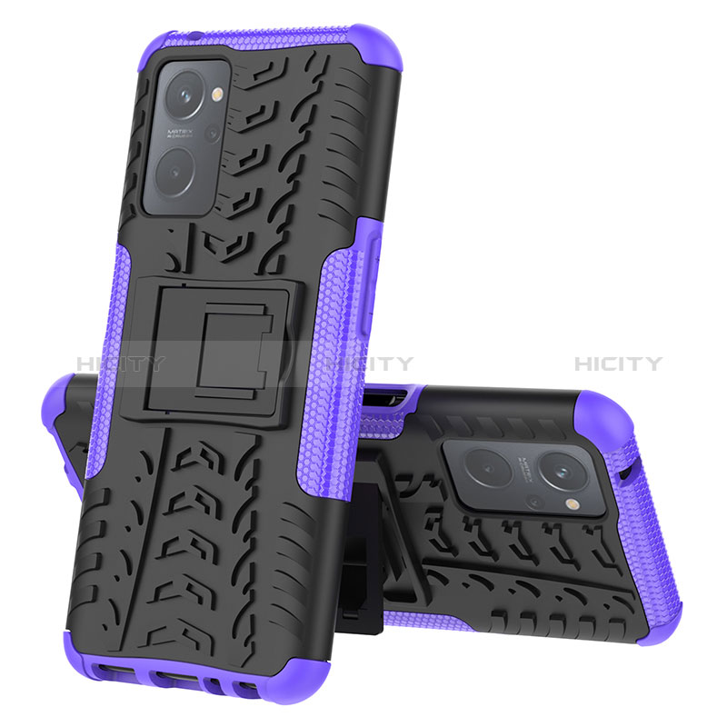 Custodia Silicone e Plastica Opaca Cover con Supporto JX2 per Oppo A96 4G Viola