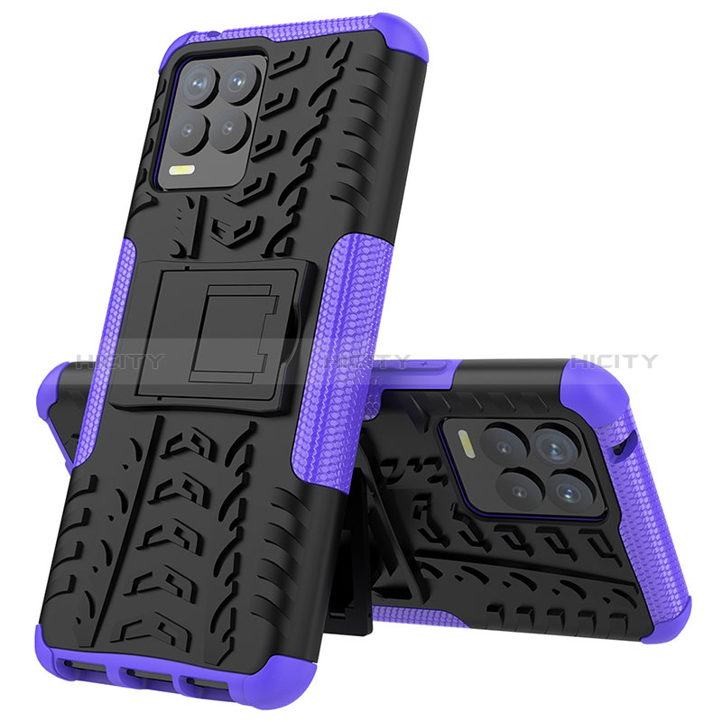 Custodia Silicone e Plastica Opaca Cover con Supporto JX2 per Realme 8 Pro Viola