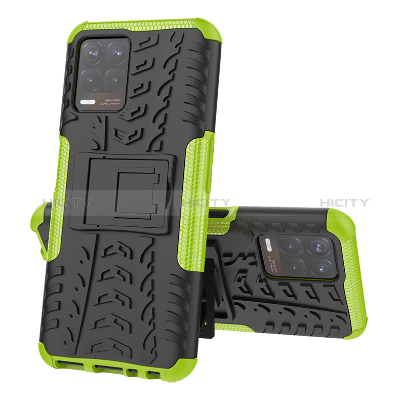 Custodia Silicone e Plastica Opaca Cover con Supporto JX2 per Realme 8i Verde