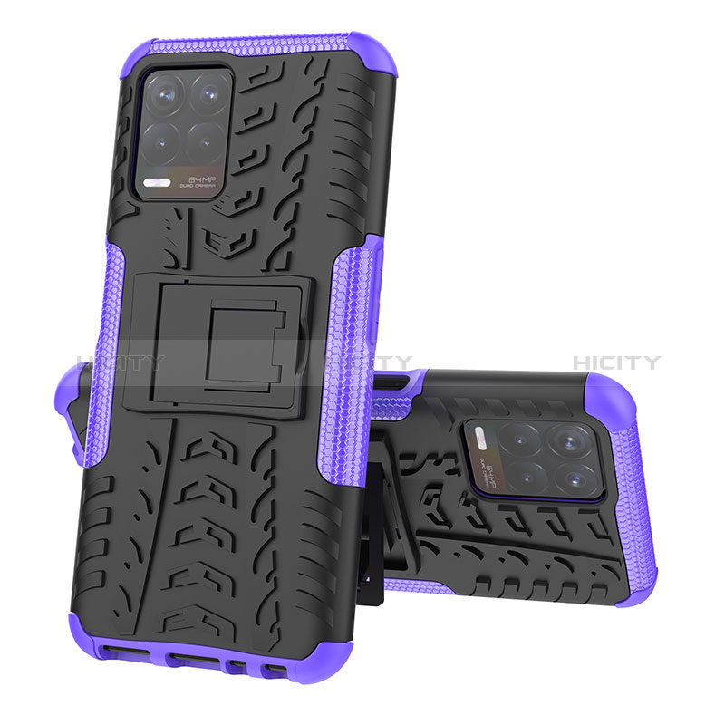 Custodia Silicone e Plastica Opaca Cover con Supporto JX2 per Realme 8i Viola