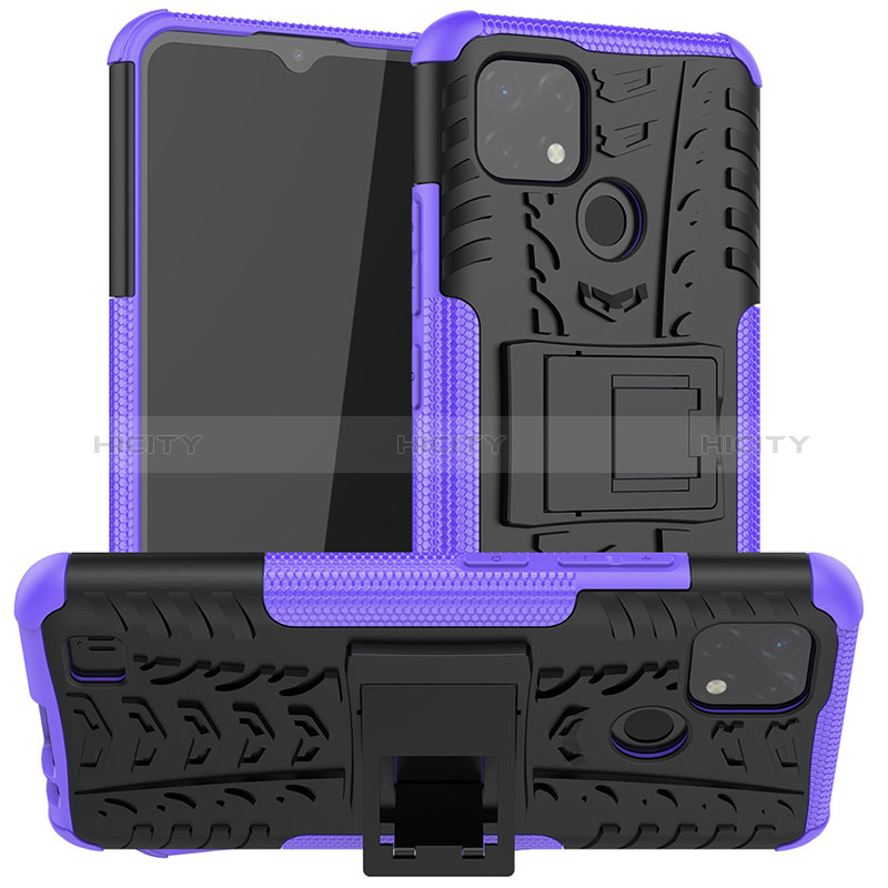 Custodia Silicone e Plastica Opaca Cover con Supporto JX2 per Realme C20A Viola