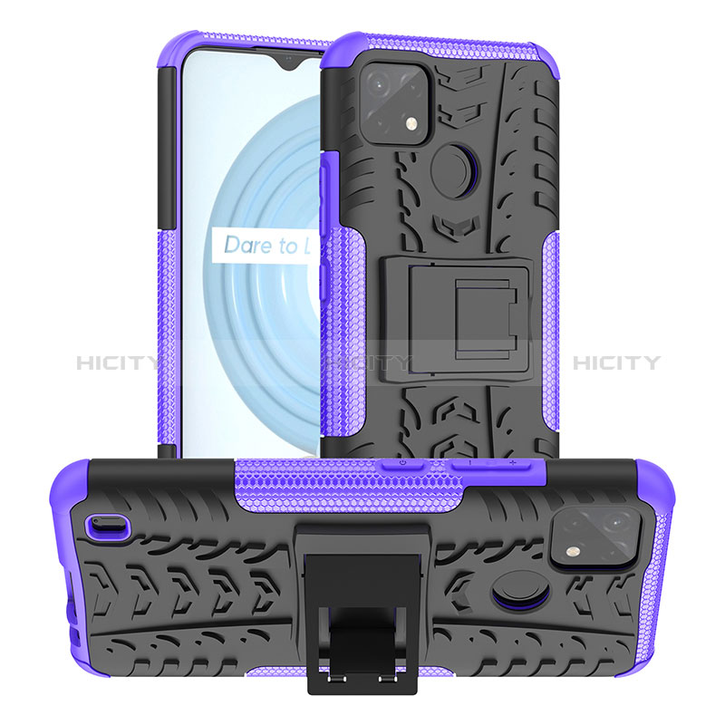 Custodia Silicone e Plastica Opaca Cover con Supporto JX2 per Realme C25Y India Viola