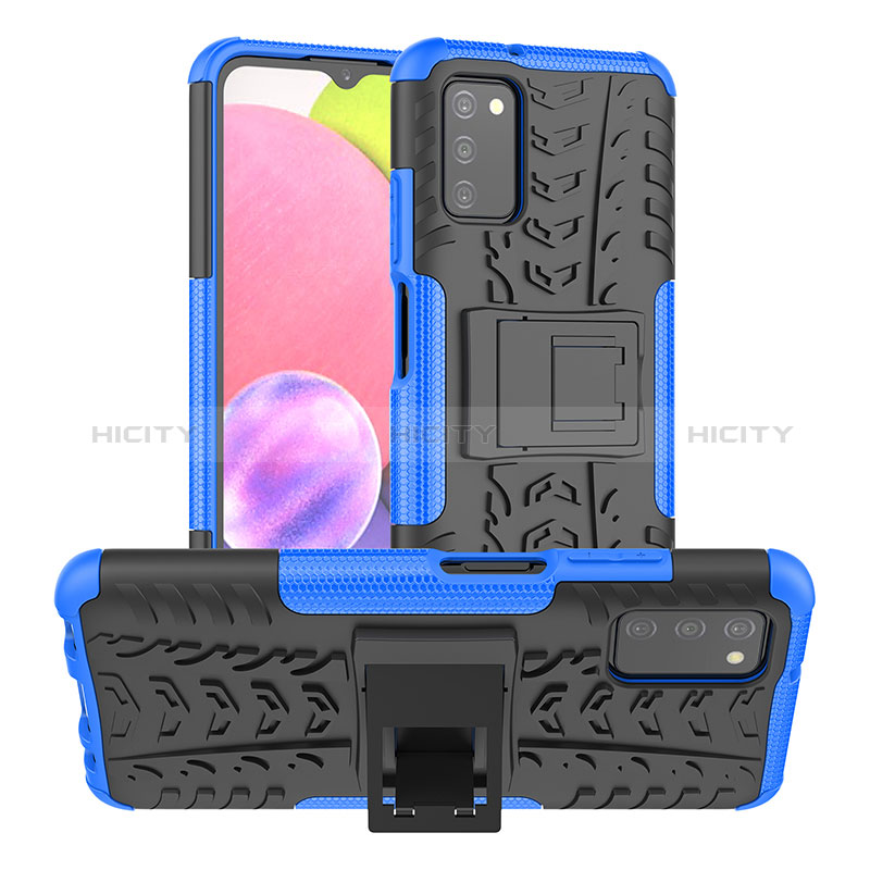 Custodia Silicone e Plastica Opaca Cover con Supporto JX2 per Samsung Galaxy A02s Blu