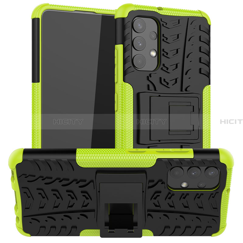 Custodia Silicone e Plastica Opaca Cover con Supporto JX2 per Samsung Galaxy A32 5G Verde