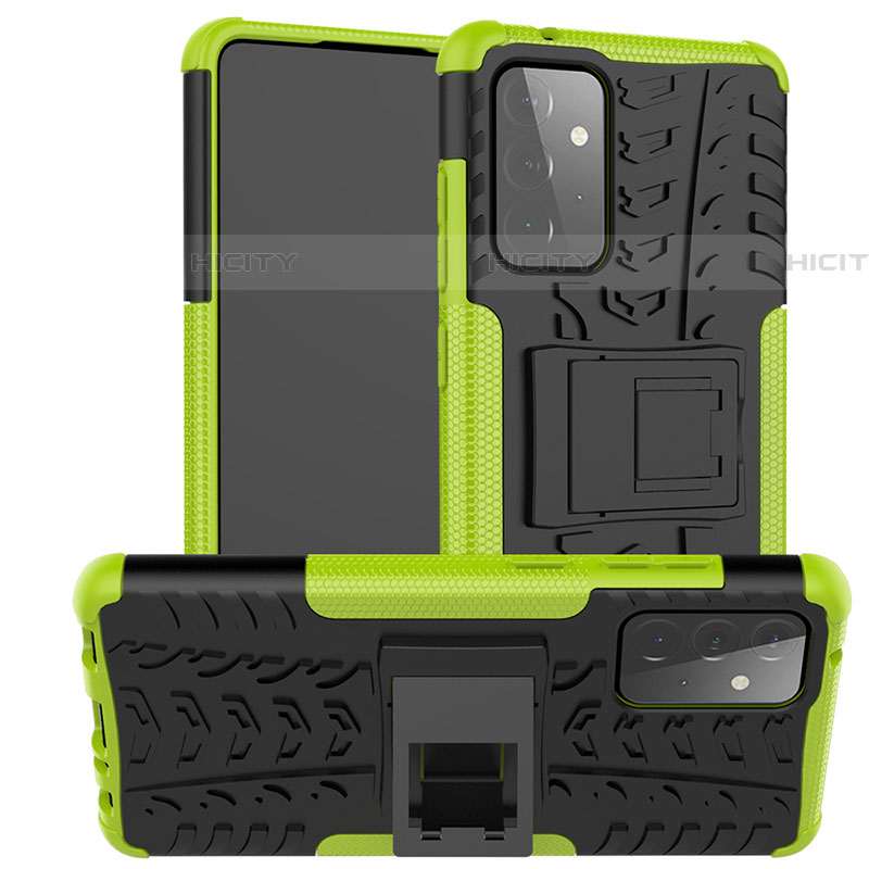 Custodia Silicone e Plastica Opaca Cover con Supporto JX2 per Samsung Galaxy A72 4G Verde