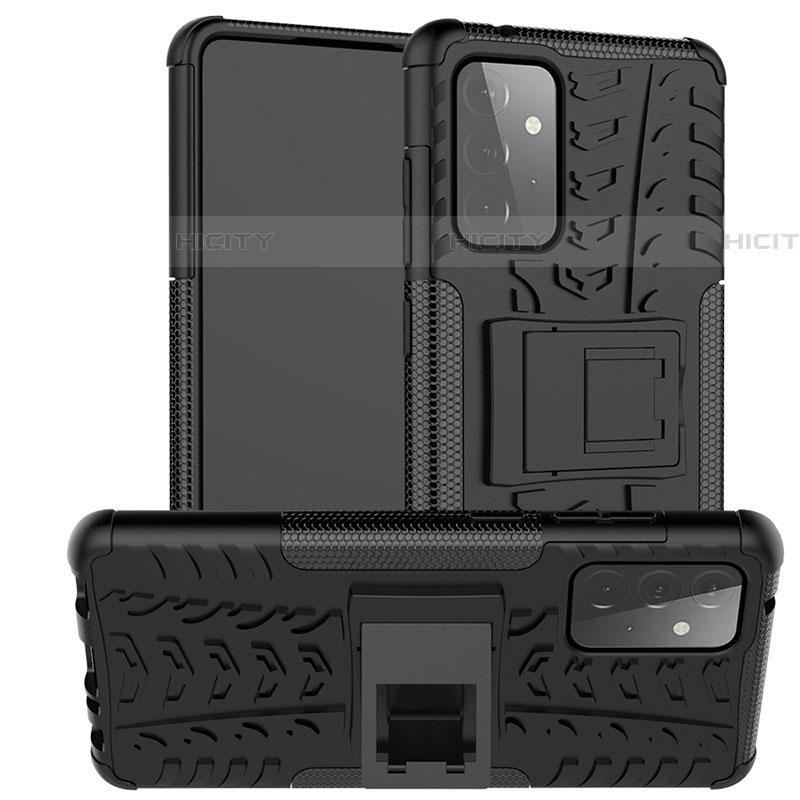 Custodia Silicone e Plastica Opaca Cover con Supporto JX2 per Samsung Galaxy A72 5G Nero