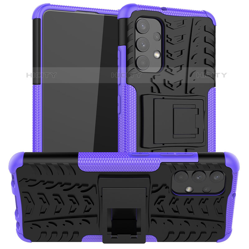 Custodia Silicone e Plastica Opaca Cover con Supporto JX2 per Samsung Galaxy M32 5G Viola